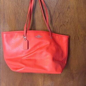 Coach Vibrant Orange Leather Tote